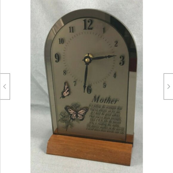 10" Butterflies Glass Gold Standing Mantel Clock Poem Mother Gift for Mom Wife - Picture 6 of 7